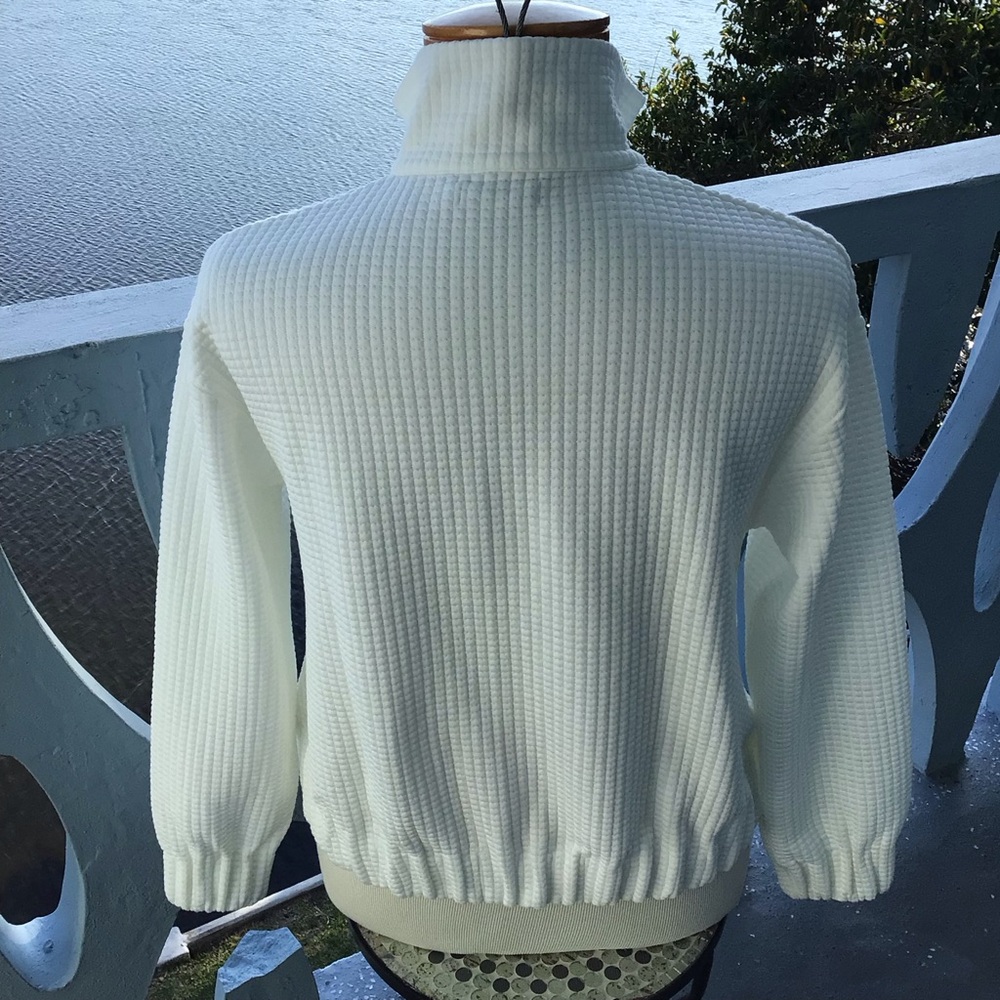 Peter Millar Off White Full-Zip Waffle Weave Textured Men's Zip Sweater Jacket - Picture 8 of 11